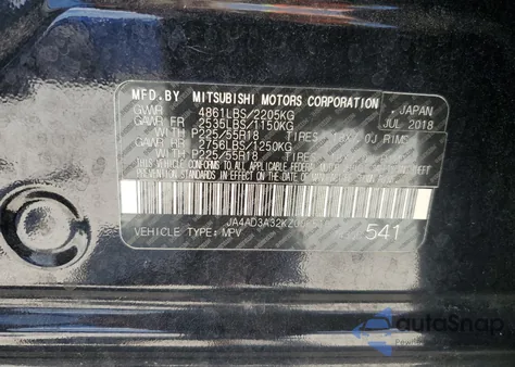 2019 Mitsubishi Outlander Se z USA, uszkodzony, nr VIN JA4AD3A32KZ006510